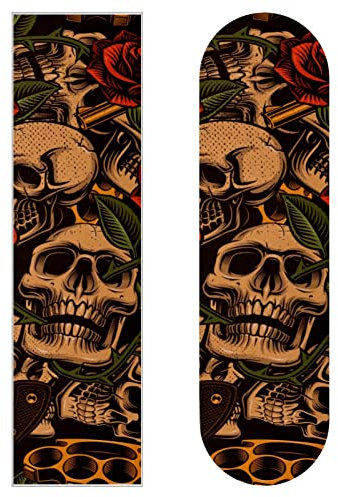 Skateboard-Griptape mit Totenkopf-Motiv, Schleifpapier, Longboard, Aufkleber, Scooter, Deck, Sandpapier, 2 Stück