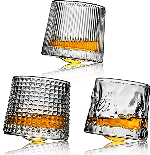 Webao Whisky Gläser 3er Set Old Fashioned Handgeblasen Kristall Whiskyglas Bleifreiem Whiskybecher Geschenk für Männer für Scotch, Bourbon, Cognac und Cocktails 160ml (3-teiliges)