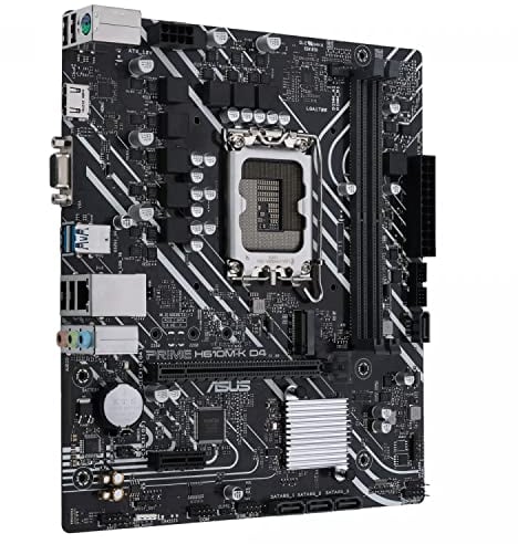 ASUS Intel® H610 (LGA 1700) mic-ATX motherboard with DDR4, PCIe 4.0, M.2 slot, Realtek 1 Gb Ethernet, HDMI®,D-Sub, DVI, USB 3.2 Gen 1 ports, SATA 6 Gbps, COM header, LPT header, TPM header