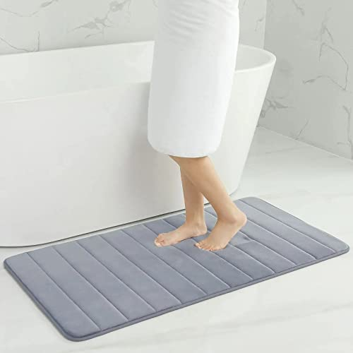 Homaxy Memory Foam Badezimmer Badeteppiche Saugfähige Rutschfester Badvorleger Waschbar Badematte - 61 x 120 cm, Grau