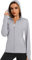 MAGCOMSEN Damen Hoodie Shirts UV Schutz Sweatjacke Leicht Fitness Yoga Kapuzenjacke UPF 50+ Langarm T-Shirts Outdoor Quick Dry Schwimmshirt für Sport Hiking Hellgrau XL