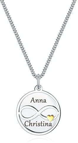 TMT Personalisierte Unendlichkeitszeichen-Kette (silber), Kette Mädchen mit Gravur | Geschenk Einschulung Mädchen | Freundschaftskette | Personalisiert Gravur namenskette