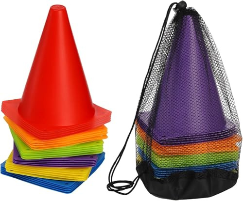 Marcatore di Calcio, 10 Pezzi Cono di Allenamento di Calcio Barriere di Calcio Porta Pennarelli di Plastica Confezione di Accessori Coni di Allenamento per Campo di Allenamento di Calcio Set di(Rosso)