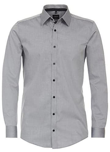 Venti - Body Fit - Herren Langarm Hemd (134024500), Größe:45, Farbe:Silber (705)