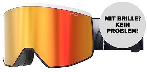 ATOMIC FOUR PRO HD Skibrille - Black / White / Tree - Skibrillen mit kontrastreichen Farben - Hochwertig verspiegelte Snowboardbrille - Brille mit Live Fit Rahmen - Skibrille für Brillenträger
