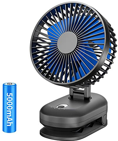HandFan 2024 New 5 Clip on Fan,5000mAh Desk Fan,4-Speed Mute 4-Speed,Movable Cover Portable Fan for Bedroom Office Outdoor Camping Travel