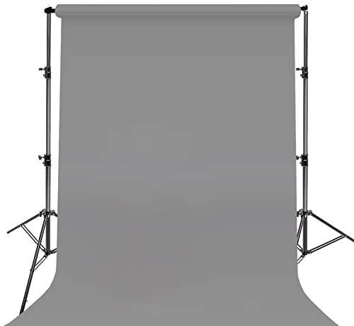 BOLLUMA Toile de Fond en Papier sans Couture avec Support de Fond, Gris Neutre, 04, Rouleau de Papier pour Studio Photo pour Portrait, Produit, Animal de Compagnie, Prise de Vue en Famille