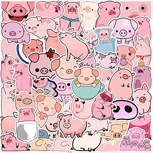 LYunMu Schweine Aufkleber Pig Sticker Set 50 Stücke Niedlich Deko für Auto Laptop Skateboard Fahrrad Moped Motorrad Fahrrad Computer,Geeignet für Erwachsene Kinder