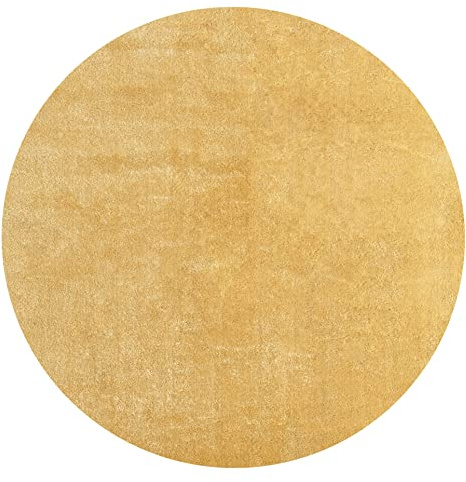 Mia´s Teppiche Taos – kuscheliger Kurzflor Teppich in Felloptik, super Soft & waschbar bis 30°C, mit Anti-Rutsch-Unterseite, Wohnzimmer & Schlafzimmer, Made in Türkiye, Gold, 200 x 200 cm Rund
