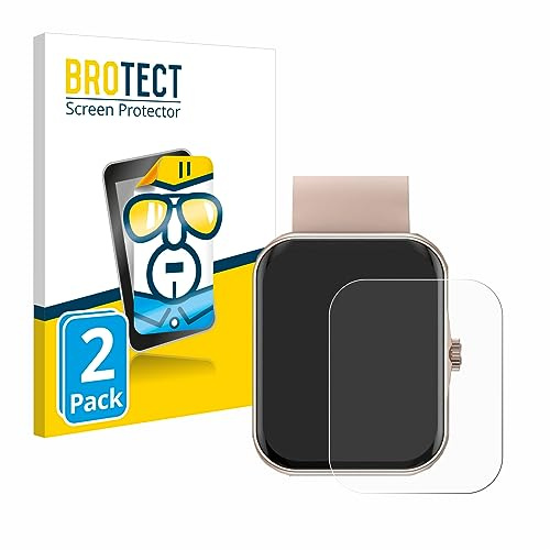 BROTECT Schutzfolie für Mutoy Smartwatch 1.83 | 2 Stück Transparenter Displayschutz Made in Germany Klare Displayschutz-Folie Clear Einfache Montage Case-Friendly
