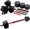 molti Hantel Set 2in1 – Kurzhanteln 2 x 10kg oder Langhantel 20kg mit Sternverschlüssen Verstellbare Bitumenhanteln für Krafttraining, Fitness, Home Gym (Schwarz-Rot 2 x 10kg)