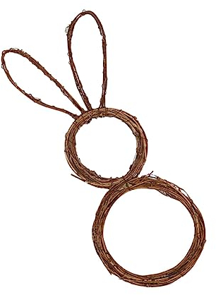 Warmhm Rattan-Kaninchen-Girlande Hasenkranz Häschen-Rattan-anhänger Für Die Osterdekoration Rattan-Hasen-dekor Rattan-dekor Für Die Osterparty Osterhasen-Kranz-dekor Blumen Haustür