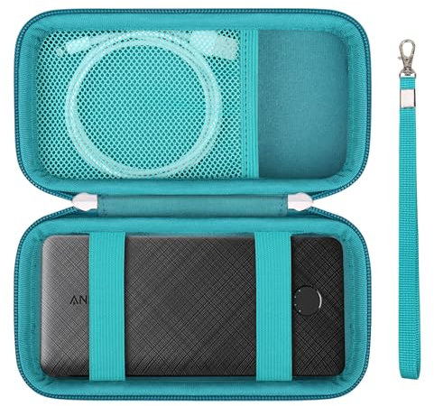 Supmay Hard Travel Case for Anker Portable Charger 313/325/523/525 Power Bank, 10,000 mAh/ 20,000mAh Battery Pack PowerIQ Charging Technology Storage Holder with Mesh Bag for USB Cable, Green+Green