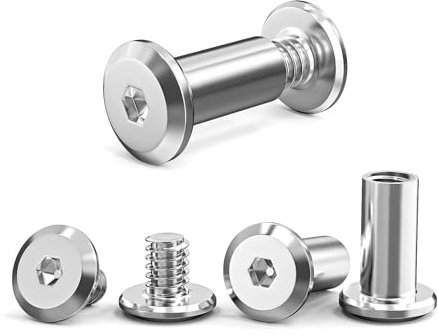 ORTAVA 10 Stück Verbindungsschrauben, M3 x 10 mm Hülsenschrauben | Möbelschrauben, Buchschrauben Edelstahl A2 V2A für Möbelverbinder, Schrankverbinde