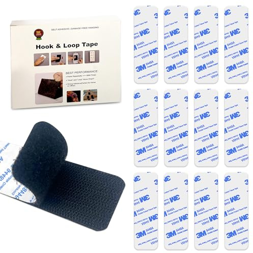 Nastro adesivo in resistente – 3 x 10 cm 12 set – forte chiusura adesiva posteriore per casa, ufficio, interno ed esterno – invece di fori e viti, nero (nero, 5 x 10 cm round)