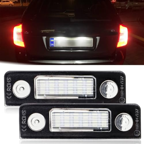 AUTOXBERT 2 x LED Kennzeichenbeleuchtung Für Skoda Octavia MKII 1Z 2009-2013, Für Skoda Roomster 5J 2006-2010, 6500K 18SMD LED Kennzeichenleuchten