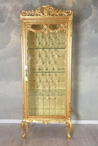 Barock Standvitrine „Marquise de Pompadour“ – Goldverzierter Vitrinenschrank mit Glasböden im Antik-Stil cat977a Palazzo Exklusiv