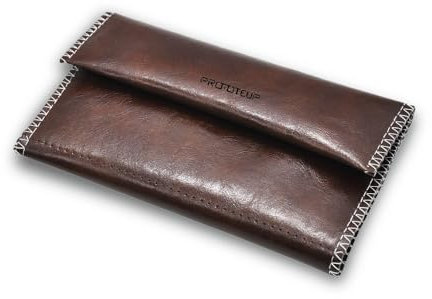 PROMOTEUP Porta Tabacco in Pelle , Astuccio Porta Tabacco Piccolo con Scomparto per Cartine e Filtri , Portatabacco Elegante e Compatto, Ideale per Uomo e Donna(Marrone)