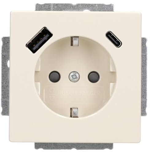 Busch-Jaeger 20 EUCB2USBAC-82 SCHUKO®-/USB-A+C Steckdose Safety+ Elfenbeinweiß Plattform 63 2CKA002011A6302