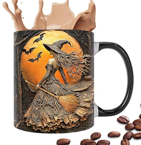 Witch Brew - Taza de té con diseño de brujas, para Halloween, de cerámica, elegante, de 350 ml, para hombre y mujer