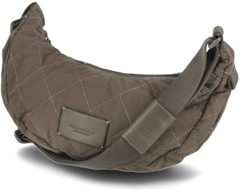Seidenfelt Damen Halfmoon Crossbag Umhängetasche Schultertasche HETTA Khaki Grün Baumwolle Karostepp, Größe:-, Farbauswahl:grün