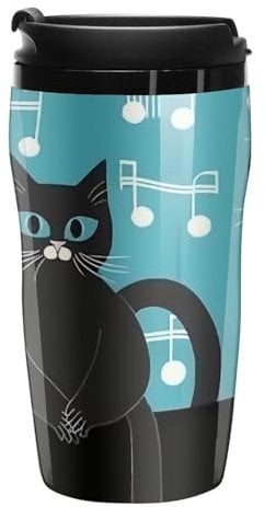Cats Love Music Coffee Mug Double Wall Insulated Tumbler Cup with Lid Travel Mug Coffee Cup for Women Men
