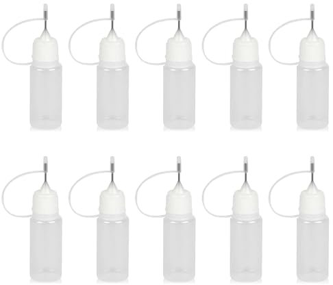 Erismithh Precision Needle Tip Applicator Bottles 10Pcs/10ml Liquid Dropper Bottles Sharp Nose Needle Tip Glue Bottle Plastic for DIY Quilting Craft, Acrylic Paints