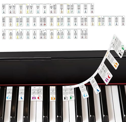 Piano Keyboard Stickers, Removable Beginner Keyboard Note Stickers, Portable Piano Note Labels, 88/61 Piano Notes Overlay Suitable for Most Pianos