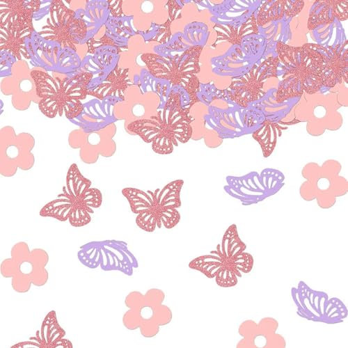 QZKJQDD Schmetterling Konfetti, 100 Stück Geburtstagsdeko, Geburtstagsdeko Tisch, Konfetti Geburtstag, Geeignet für Geburtstagsfeiern, Hochzeiten, Feiertagsfeiern, Streudekorationen usw