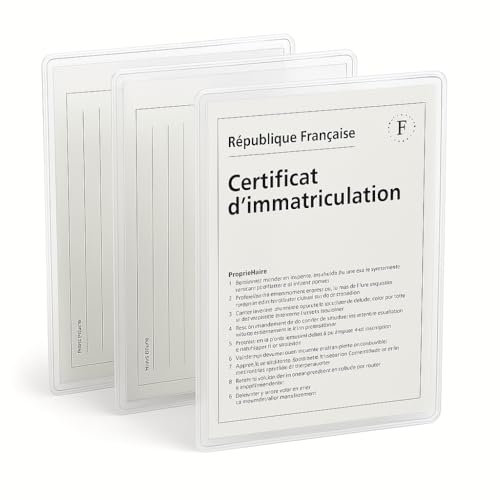 Idée pro mobilité Étui Carte Grise – Lot de 3 Étuis PVC Souples Transparente – Format A6 3 Volets – Protection Certificat Immatriculation Auto Moto – Fabriqué en France – Léger, Recyclable, Résistant