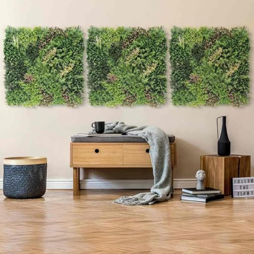 JELLE & JACOB Künstliche Pflanzenwand Indoor & Outdoor, Blumenwand Waldgrün, 3X Element A 100x100 cm, pflegeleicht & langlebig - für Wohlfühl-Atmosphäre, Kunstpflanzen Wand, Green Wall, Pflanzen Wand