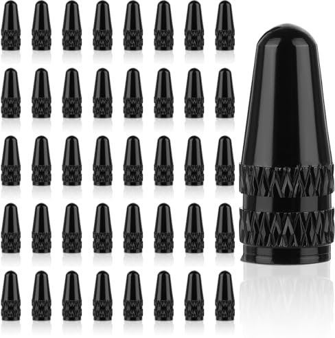 TIESOME 40 Stück Schwarze Ventilkappen Fahrrad, Fahrradventil Kappe Ventilkappen Fahrrad Französisch Aluminium Kompatibel mit Luftventilkappe Fahrradreifen