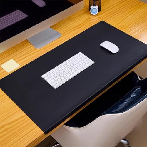 Schreibtischunterlage mit Kantenverriegelung, groß, wasserdicht, PU-Leder, Tischmatte mit Kantenschutz, rutschfeste Schreibunterlage für Büro, Zuhause, Arbeit, Studium, Tippen (Schwarz, 70 x 40 cm)