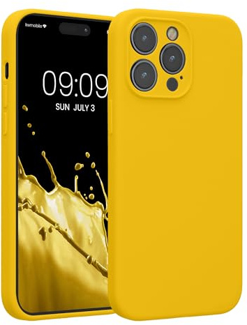 kwmobile Custodia Compatibile con Apple iPhone 14 Pro Max Cover - Back Case per Smartphone in Silicone TPU - Protezione Gommata - giallo radiante