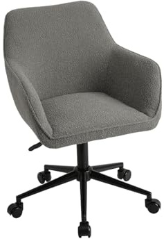 GGK Möbel Bürostuhl 150 kg ergonomisch Schreibtischstuhl grau höhenverstellbarer 10 cm Drehstuhl Metallgestell mit Rollen Bürosessel Schminktisch Stuhl für Schlafzimmer & Wohnzimmer