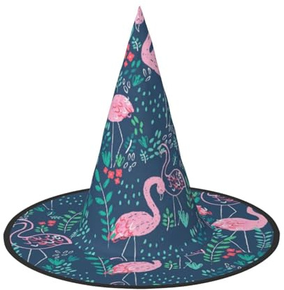 VCzsdff Blumen-Schwan-Druck, Cosplay, Oxford-Stoff, Halloween-Hut für Halloween-Partys, leicht, 33 cm hoch, Hexenkappe