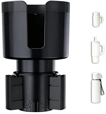 Car Cup Holder Expander, Cup Holder for Cars with Expandable Insert, Adjustable Multifunctional Expander Compatible with Stanley 0.4-1.2 L, Other Large Drink Bottles(7-10.5 CM), Black