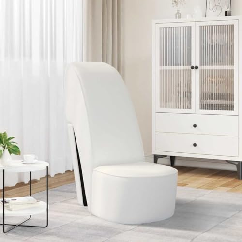 Holamys Weißer Kunstleder Stuhl im High-Heel-Design, 43x82,5x85,5 cm, extravaganter Lounge Sessel für Wohnzimmer, Schlafzimmer, Bequeme Sitzgelegenheit für Erwachsene