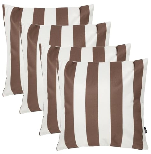 Icon Outdoor Kissen mit Fülling, Streifen Kollektion, 4er Pack | In Deutschland Hergestellt, Wasserabweisend Stoff, 43cm x 43cm, Dekokissen für Drinnen und Draußen, Garten und Terrasse