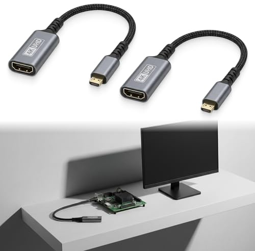 JXRSKJ 2PCS Micro HDMI vers HDMI Adaptateur 4K 60 Hz avec Câble, pour Appareils Photo, Tablettes et Autres Appareils Compatibles, Transmission Audio et Vidéo Numérique Stable et Fluidev