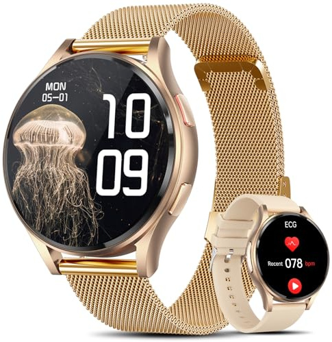 Lgnitek 2026 Nuovo Smartwatch Donna Con ECG+HRV/Lipidi/BMI/Acido Urico,1,43 AMOLED Orologio ECG Con 2 Cinturino&Bluetooth, 24H Pressione Sanguigna/Frequenza Cardiaca/Sonno,iOS Android