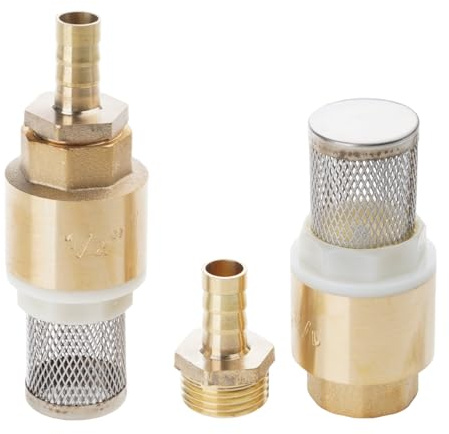 1/2-Zoll Filter Messing Fußventile, Rückschlagventile mit Schlauchanschluss für Saugschlauch, Griffpumpe, Pool, einfach zu verwendender Messing Check