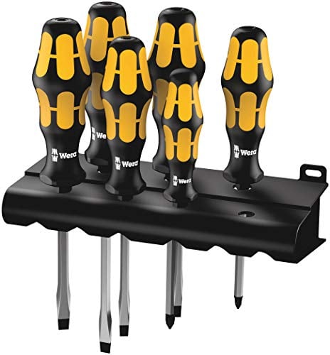 Wera Schraubendrehersatz 932 S/6 Kraftform Plus: Der Schraubmeißel + Rack, 6-teilig, 05018283001