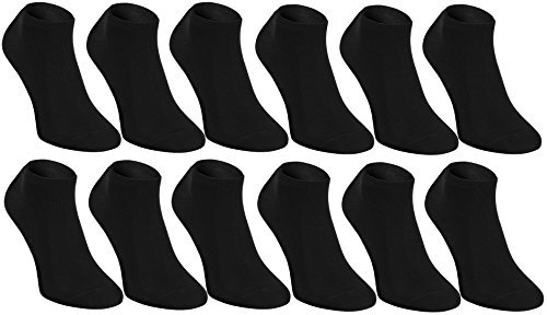 Rainbow Socks - Femme Homme Socquettes Courtes en Bambou - 6 Paire - Noir - Taille 39-41