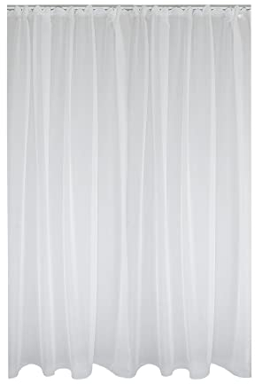 Haus und Deko Voile Dekoschal Gardine Emotion weiß 140 x 350 cm Organza Vorhang Kräuselband klassisch transparent kurz mittel oder lang Store Gardinenvorhang Wohnzimmer Schlafzimmer
