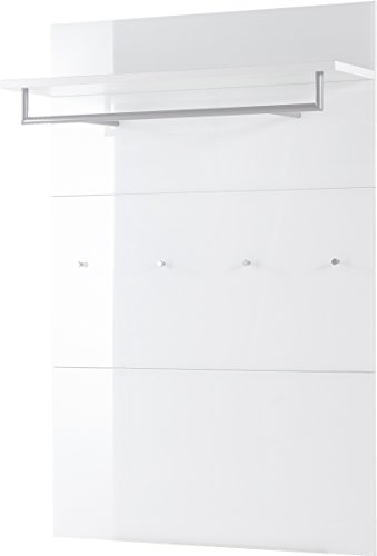 Germania Garderobenpaneel GW-SCALEA, Spanplatte, Einscheiben-Sicherheitsglas, Weiß, 30 x 97 x 144 cm
