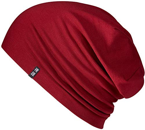 Enter the Complex® Leichte Beanie Mütze, Herren und Damen, Übergangsmütze, Sommer Beanie, Dünne Kopfbedeckung, Baumwolle (Jersey), S/M, Weinrot