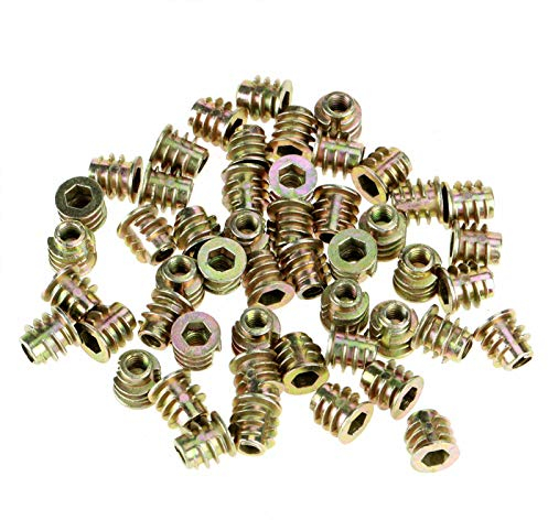 Hilitand Meubles Hex Socket Ecrou M4 * 8mm 50Pcs Type Fileté En Alliage De Zinc Fil Hexagone Tête D'écrou Écrous Pour Insert En Bois