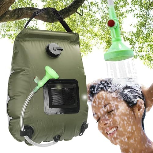 KIPIDA Solar Shower Bag | 5 Gal/20L Solar Heating Camping Shower Bag | Removable Hose | On-Off Switchable Shower Head | Ducha Portatil | Traveling Shower | Portable Shower for Beach Swimming, Hiking