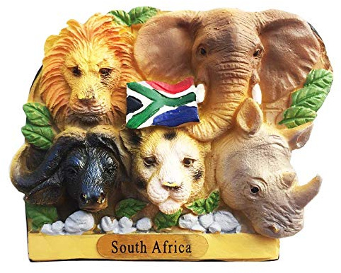 South Africa 3D Big Five Animals Refrigerator Magnet Souvenirs Handmade Resin Magnetic Stickers Home Kitchen Decoration,South Africa Fridge Magnet Collection Gift